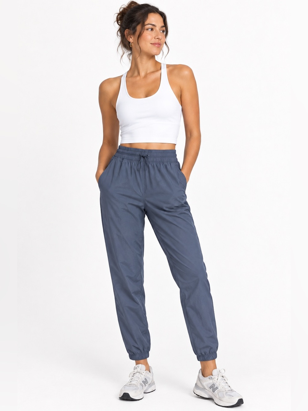 Athleta Crosstrain High Rise Pant Activewear Blue Jogger Drawstring Pockets L